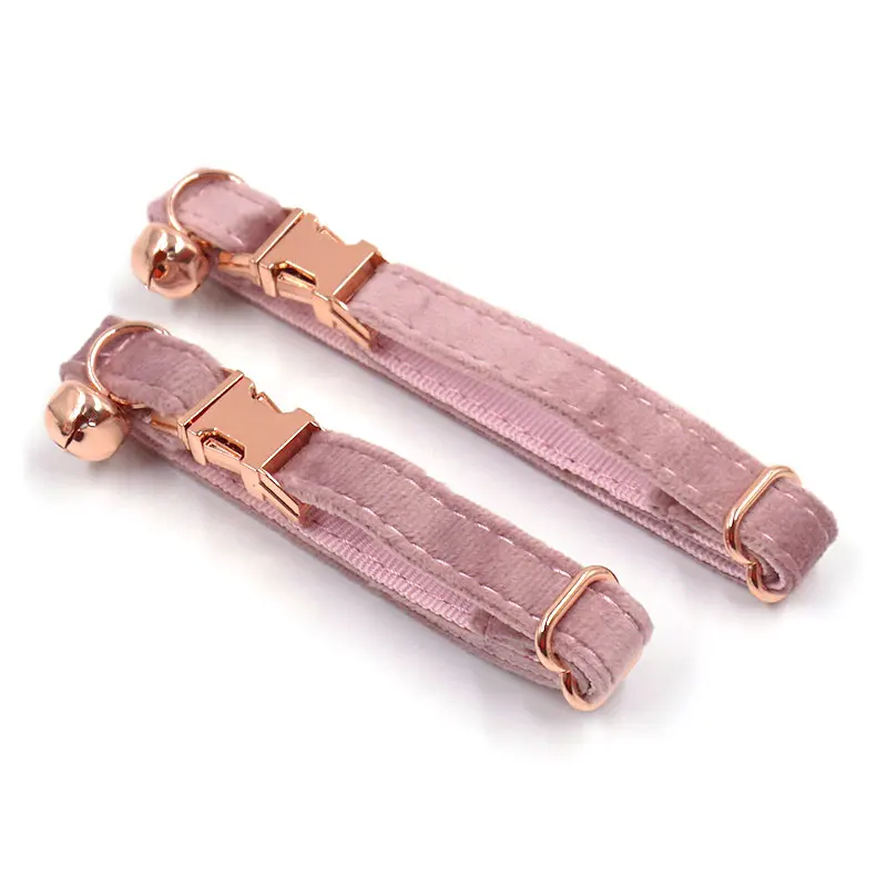 Collier de luxe en velours rose gravé avec nom personnalisé pour animaux de compagnie, nœud papillon durable, chats et petits chiens, Chihuahua