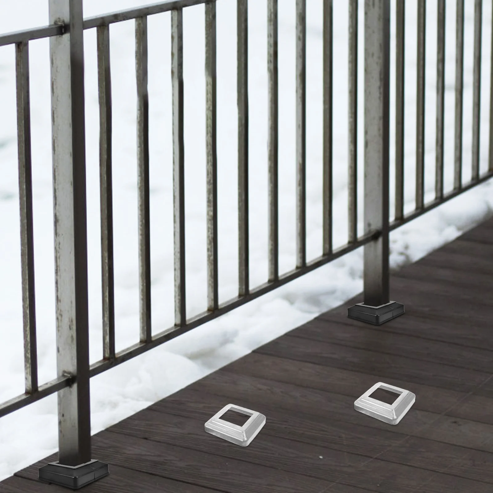 

4Pcs Steel Post Skirt Durable Metal Deck Porch Column Wraps Fence Post Covers Bottom Base Sleeve Replacement Fence Parts