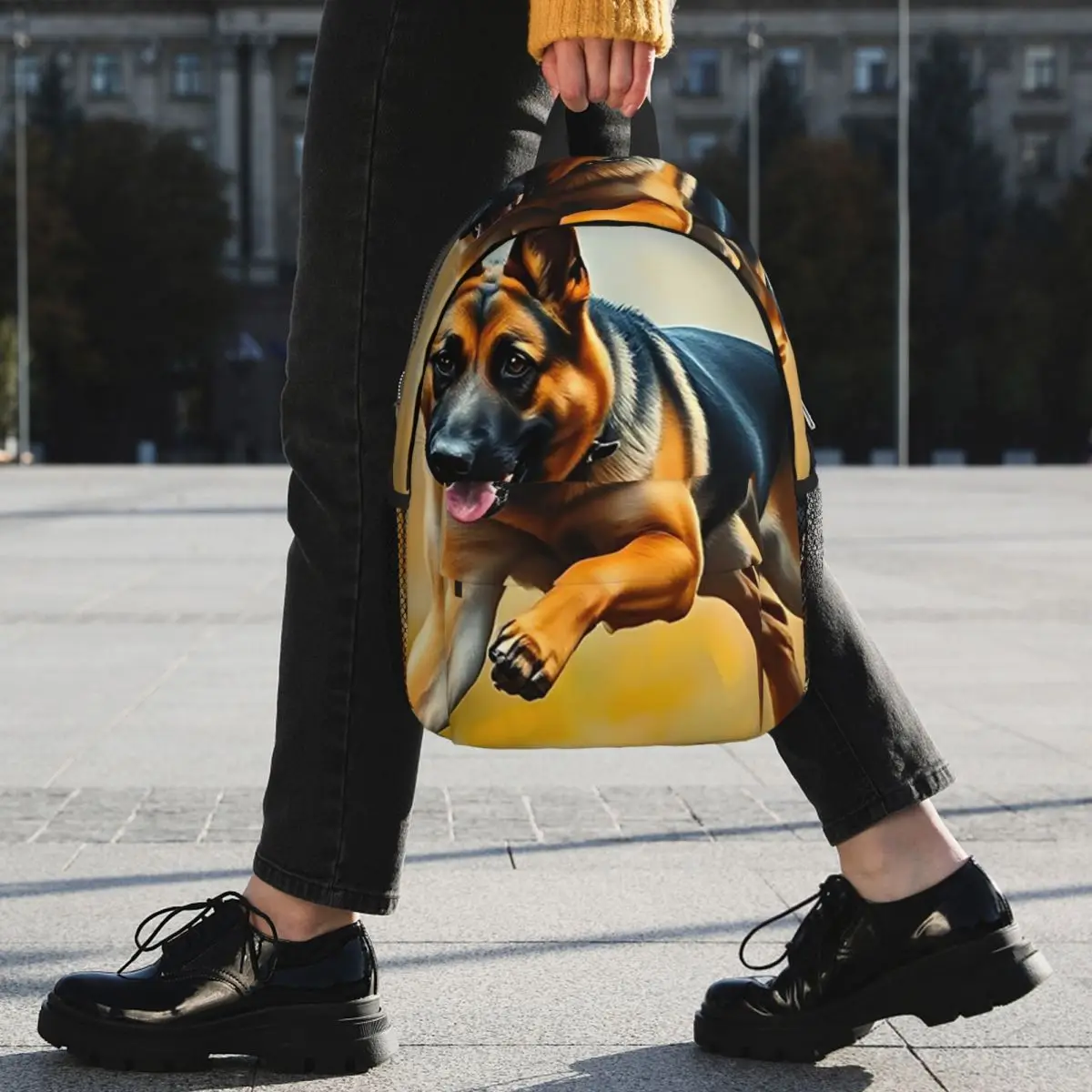 German Shepherd Oil Painting Backpack Student BookBag Kids School Bag Computer Shoulder Bags for Men Women