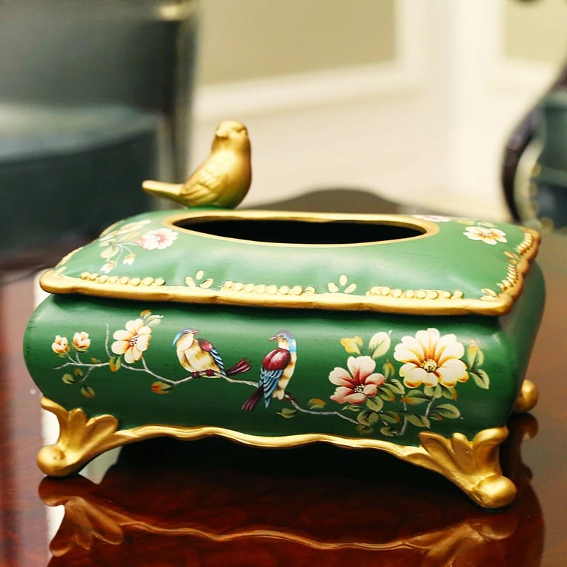 Retro Living Room Dining Table Tissue Box Ornament Creative Home Coffee Table Ceramic Paper Box