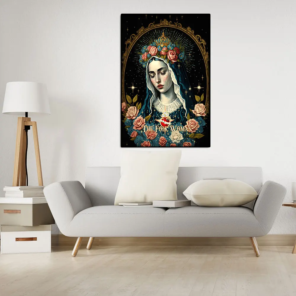 Sorrows of Mary Poster Our Lady of Sorrows Altar Canvas The Virgin Mary Print Wall Art Painting Mother of Religious Decor