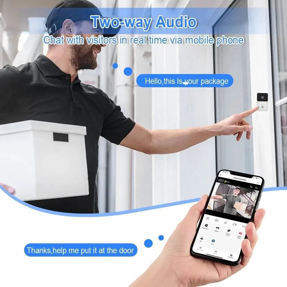 Tuya WiFi Doorbell Camera Waterproof HD PIR Motion Detection IR Alarm Security Door Bell With Camera Night Vision