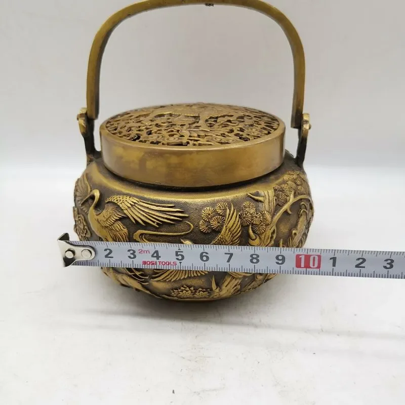 Chinese Brass Kylin Flowers and Birds Incense Burner Censer Home Decoration Fengshui Decoration