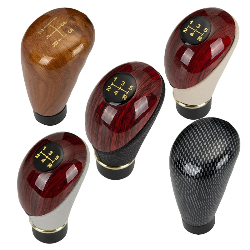 5 Speed Car Wooden Gear Shift Knob Accessories Universal Auto Interior Manual Transmission Handle Lever Parts Replacement