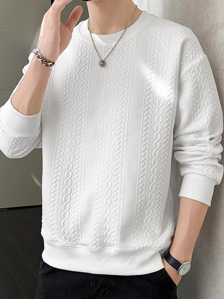 

Мужская повседневная толстовка с круглым вырезом и длинным рукавом, модная новинка весеннего сезона, свободный крой, защита от сминания, смесь полиэстера