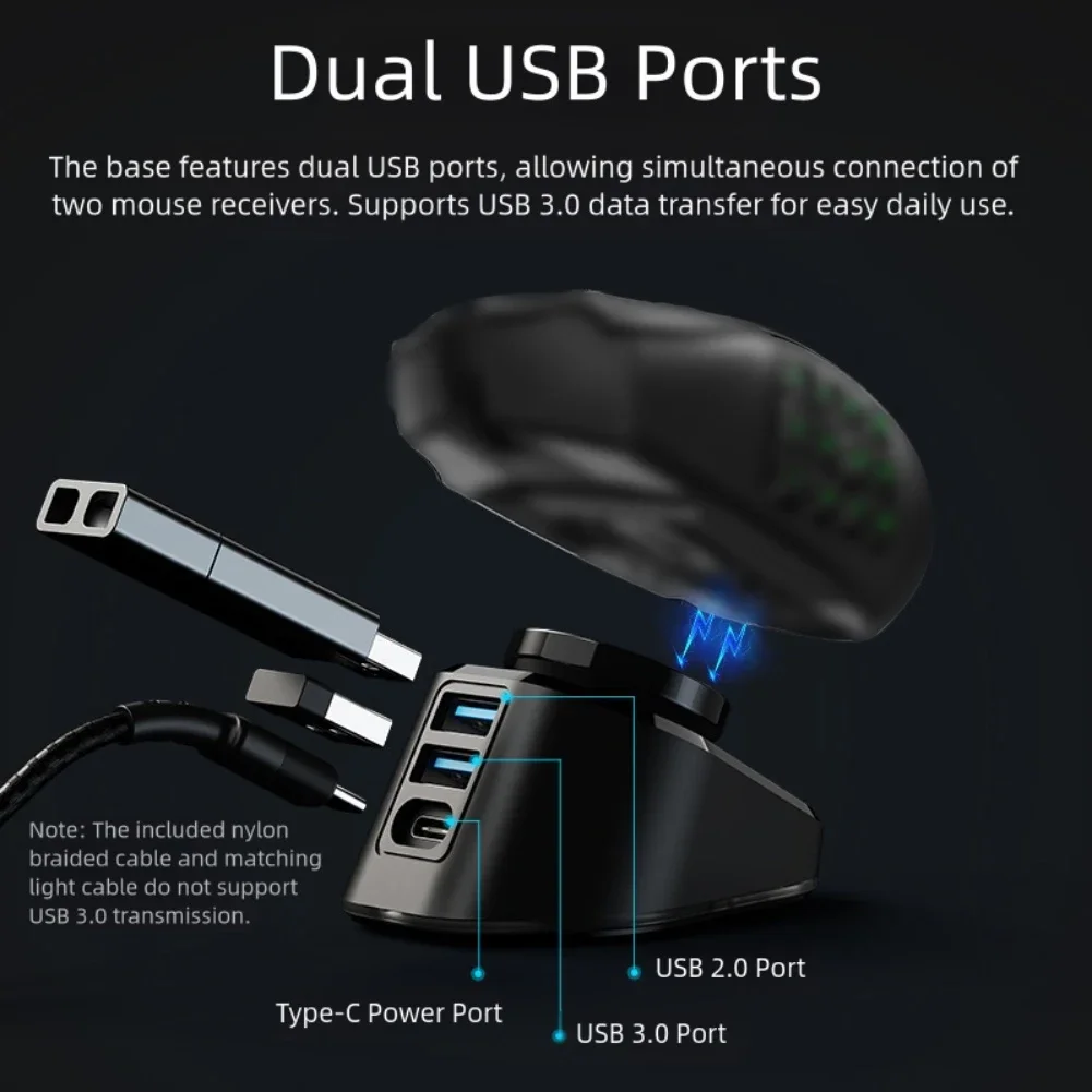 Base de carregamento para mouse sem fio Logitech compatível com GPW4 GPW3 GPW2 GProX G502 G903 Base magnética para carregamento eficiente