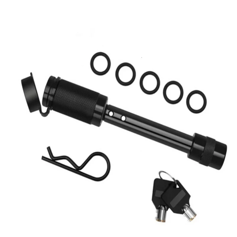 

5/8'' Hitch Locking Pin With Keys Spring Clip 5 Rubber O-Rings Set For Heavy-Duty Trailer