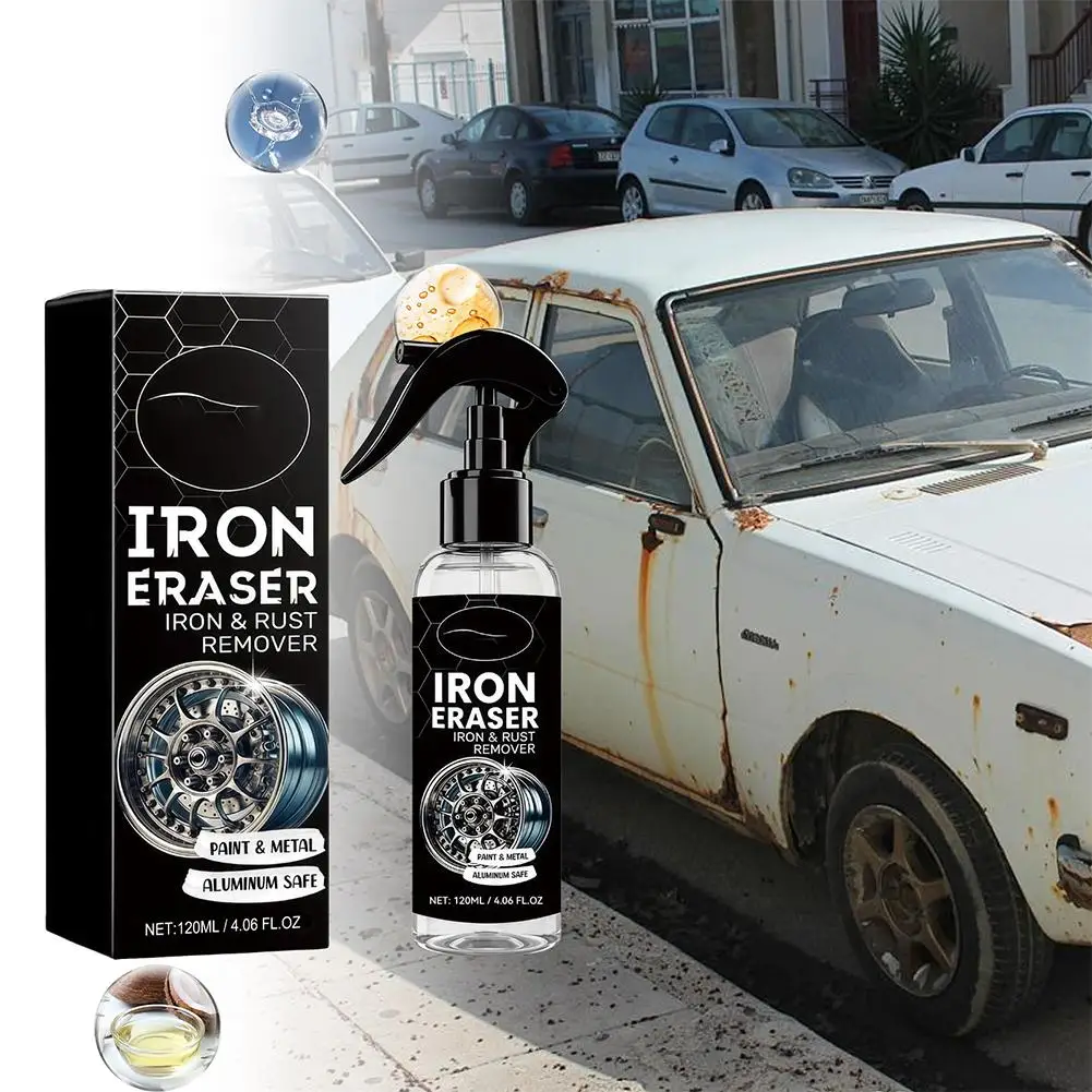 Iron Eraser Rust Remover Spray for Car Wheels and Paint Deruster Rust Remover Automotive Cleaning Metal Rust Remover Spray 120ml