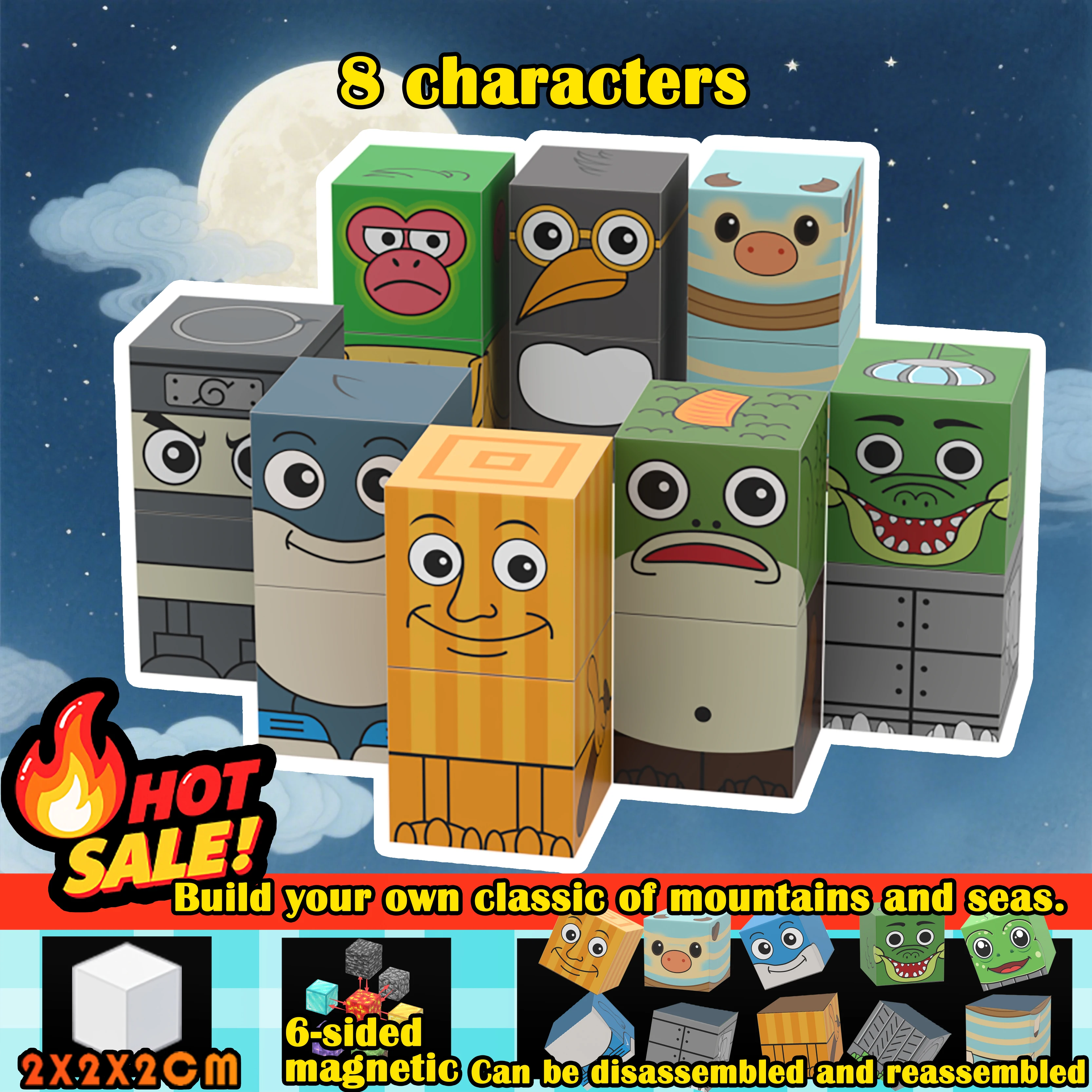 Tungtungsahur Włoski Brainrot Magnetyczne Klocki Konstrukcyjne Zabawki Tung Tung Tung Sahur Puzzle Zabawka Kreskówkowa Włoski Brainrot