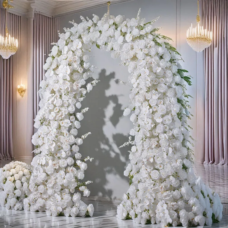 

230CM Artificial Flower White Rose Butterfly Orchid Artificial Horn Flower Set Tailored for Enchanting Wedding Stage Backgrounds