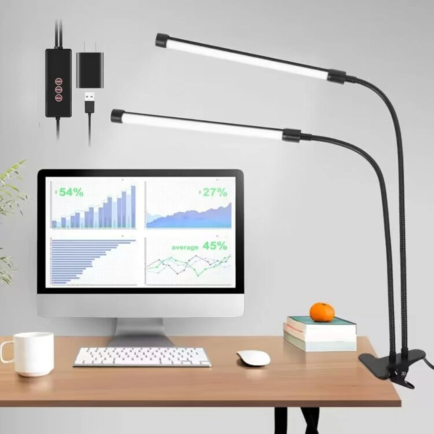 Functional, Stylish, and Modern Adjustable Desk Lamp with Convenient USB Charging Port for Office and Bedroom Use. Unique Touch 