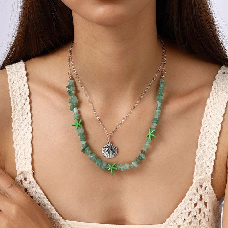Aihua Boho Kpop Bunte Unregelmäßige Naturstein Hohl Stern Anhänger Halsband Halskette Frauen Goth Perle Kette Y2K Schmuck Zubehör – Detail 7