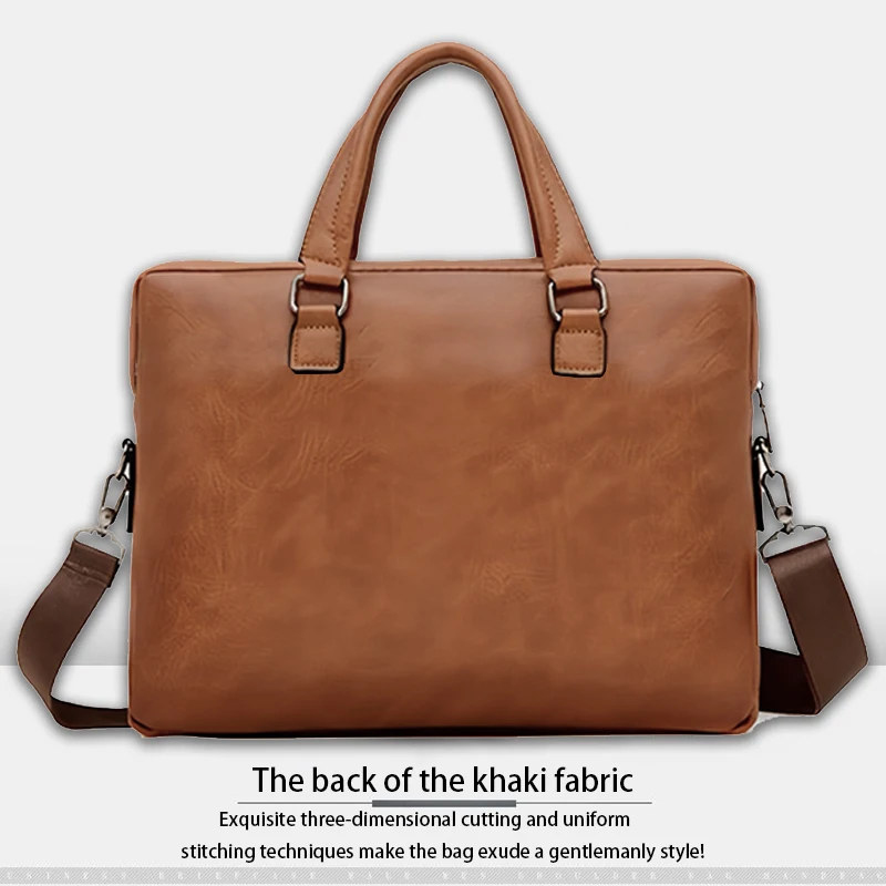 Black Brown Multi Tone Rider Leather Document Bag Double Handles Messenger Bag Fits 14 Inch Laptop Office Travel Essentials