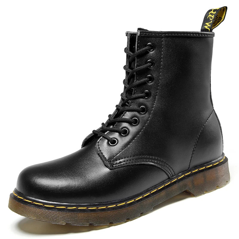 2025 New Men's Doc Martens Leather shoes Men's winter plus fleece high-top British work boots with cotton shoes for women