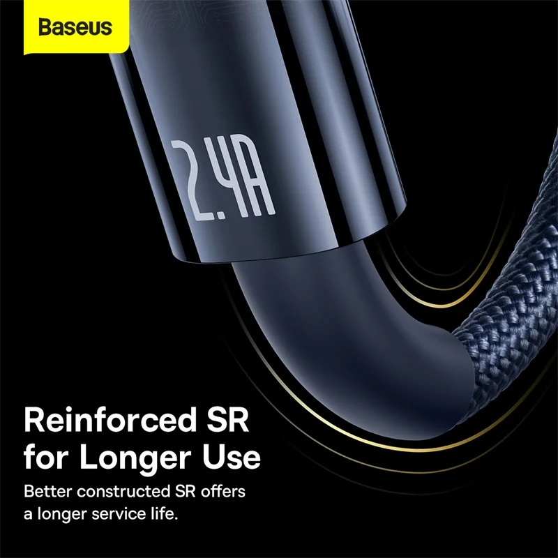 Baseus Explorer Series Auto Power-Off Fast Charging Data Cable USB For IPhone 2.4A or  Type-C For IP 20W