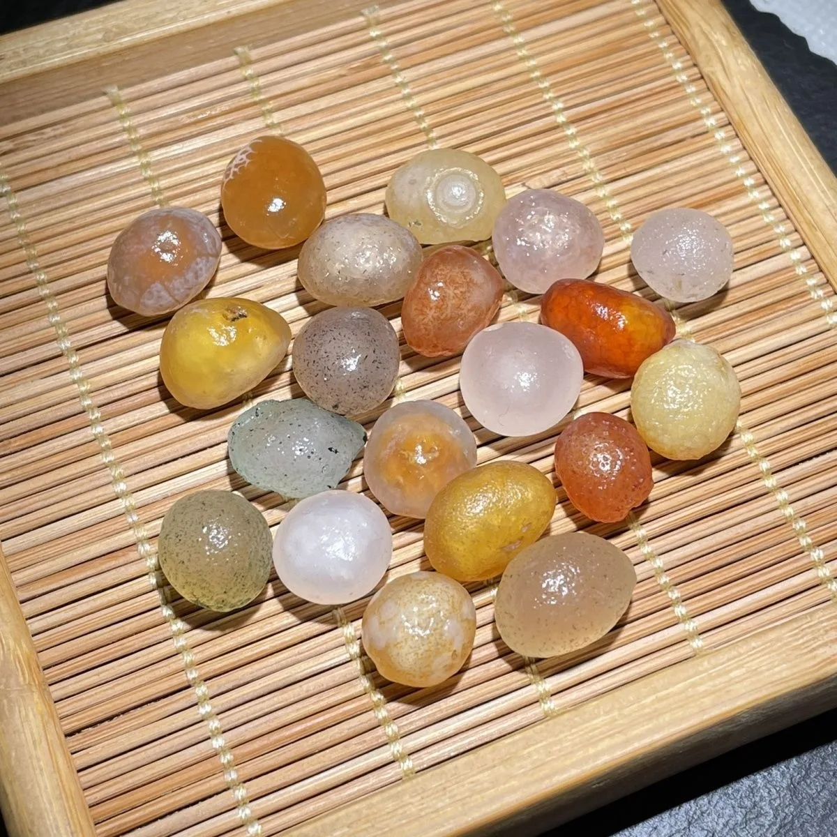 Loose Gemstone Candy Agate in Glass Vial, 10-15mm Natural Unpolished, Mineral Specimen, Gift Giving Collection.Candy Agate