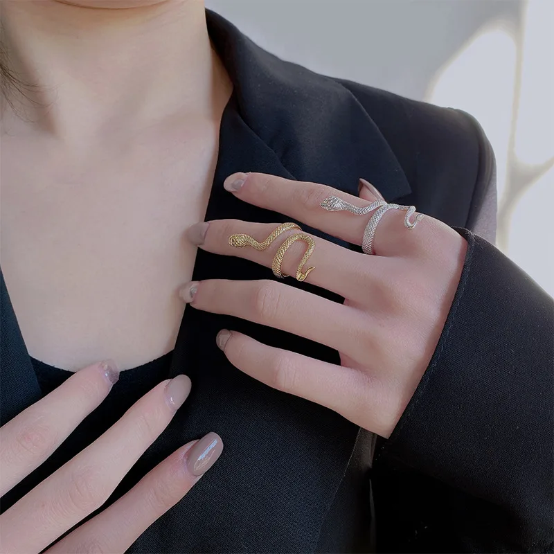 مجوهرات نسائية 925 خواتم ثعبان متشابكة فضية للنساء زوجين حفل زفاف إكسسوارات أنيقة مجوهرات #2