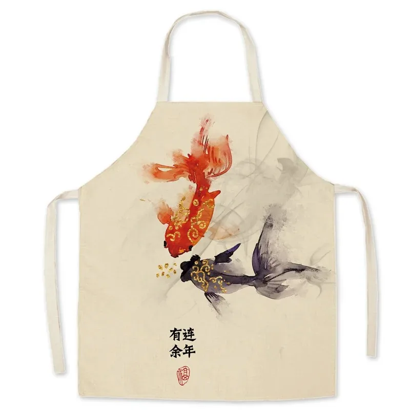 New Flower Pattern Women\'s Apron Home Kitchen Restaurant Chinese Cooking Anti-fouling Bib Home Decoration Dining Apron