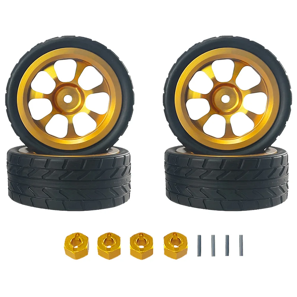 Moyeu de roue en alliage d'aluminium pour voiture de course RC, 4 pièces, pneus de remplacement, mise à niveau, pour 1/14 MJX14301 14302 14303