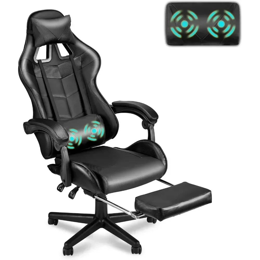 Computer Chair Office Ergonomic Gamer Chair Black Gaming Chairs With Footrest Mobile Armchair Relaxing Backrest Reclining Wheels