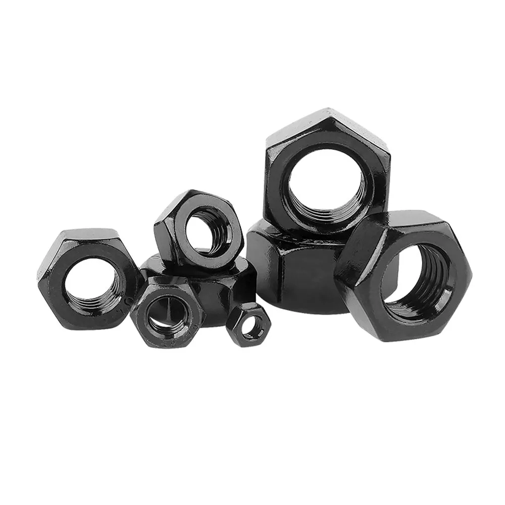 2/5/10/20/50pcs M1.6 M2 M2.5 M3 M3.5 M4 M5 M6 M8 M10 M12 M14 M16 Black 304 A2-70 Stainless Steel Hex Nut Hexagon Nut DIN934