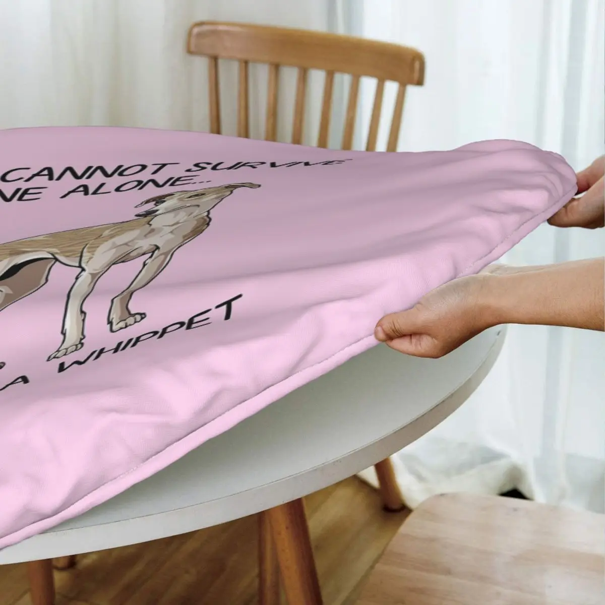 Whippet Dog And Wine Funny Gift For Dog Mom Waterproof Round Tablecloth Oilproof Table Cloth Kitchen Events Dining Table Cover