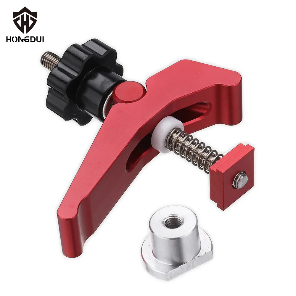 

HONGDUI YB07X Red Quick Acting Hold Down Clamp Aluminum Alloy T-Slot T-Track Clamp Set Woodworking Tool for Woodworking Table