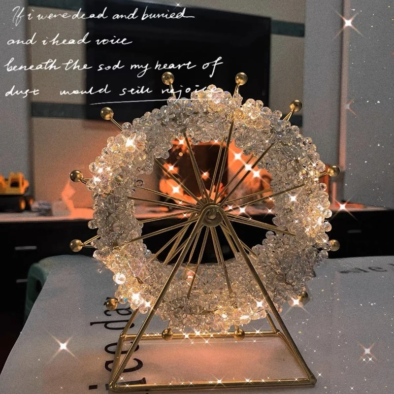 Creative DIY Glass Bead Night Light, Starry Sky Ferris Wheel Desk Decor, Handmade Glowing Ornament for Bedroom &Unique Gift Idea