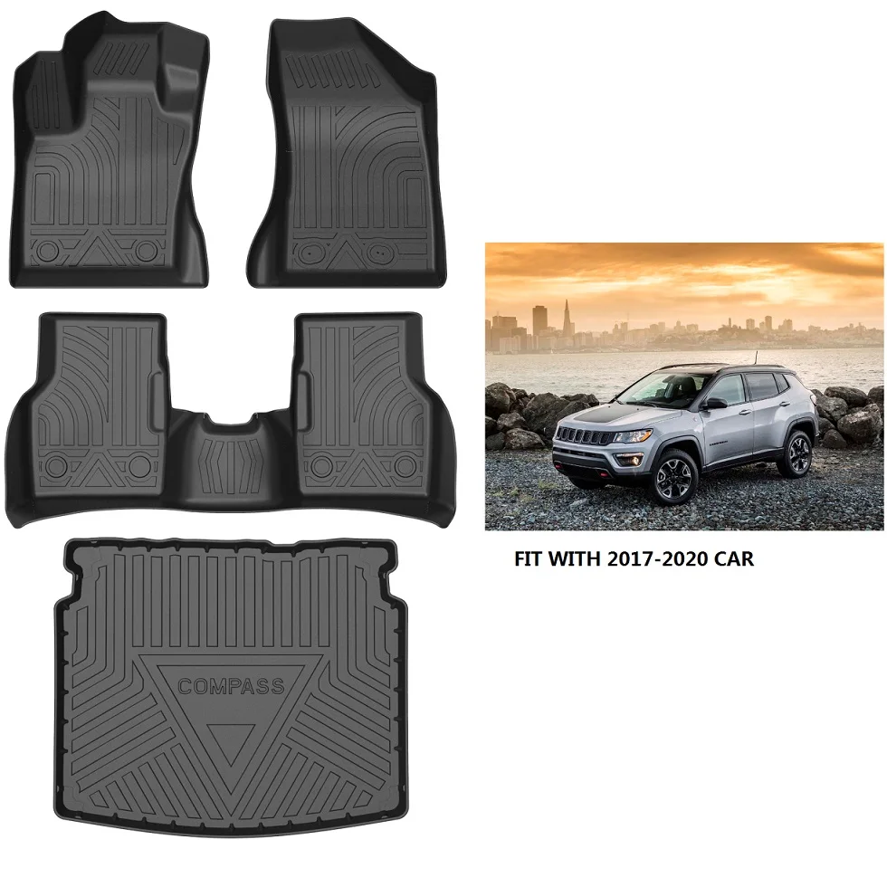 new Vechile Floor Trunk Mats Fit for Jeep Compass 2017 2018 2019 2020 2021 Car Mat Carpets Auto Accessories