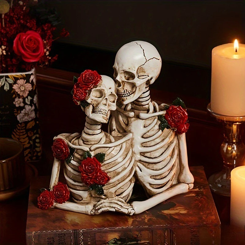Halloween Romantic Skull Resin Decorative Statues Home Atmosphere Decorations Crafts Unique Gifts