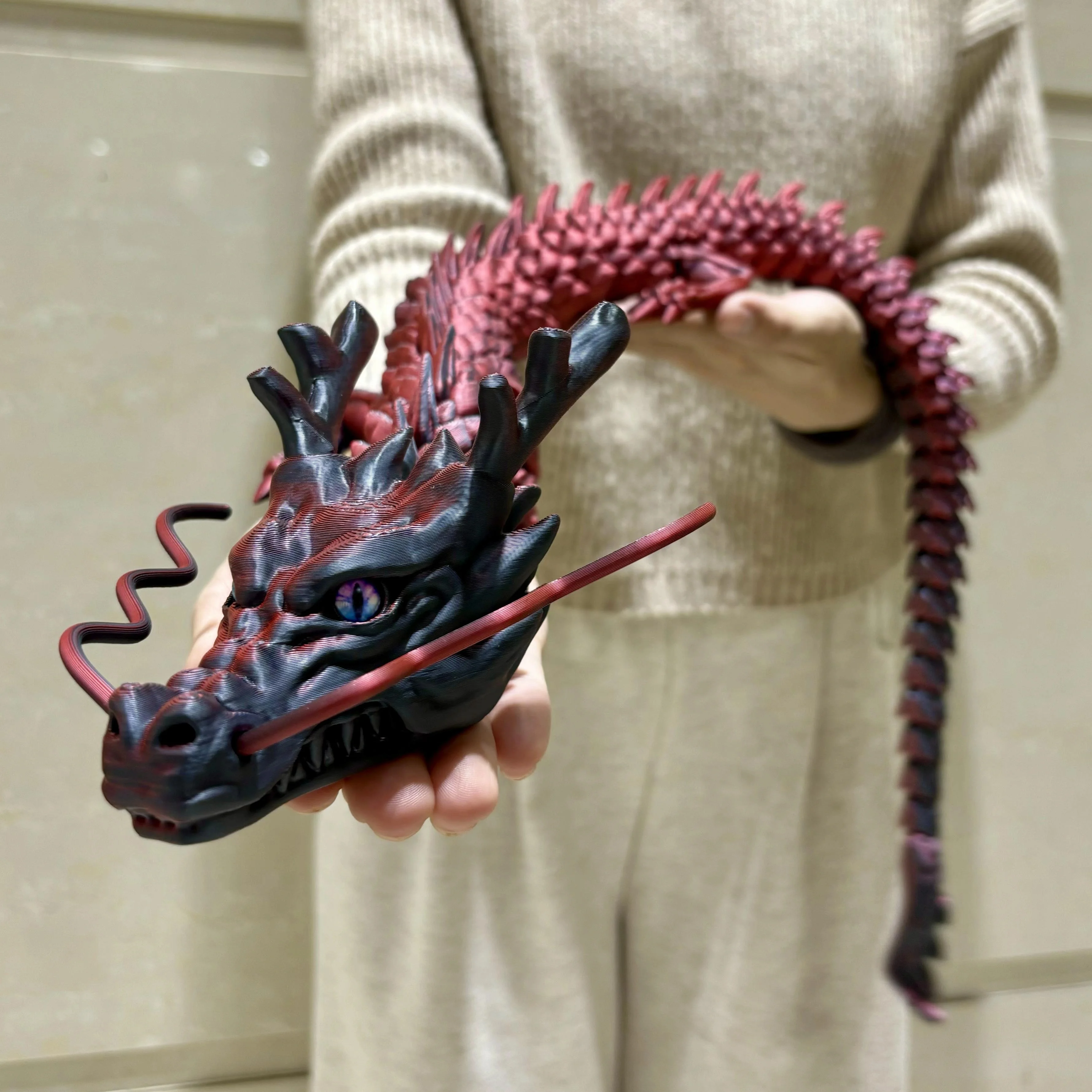 Nice 3D Printed Joint Mobility Loong Figurines Ornaments Creative Dragon Plants Rockery Fish Tank Landscaping Decoration