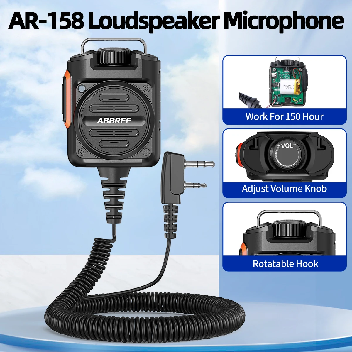 

ABBREE AR-158 Walkie Talkie 2-контактный динамик с регулируемой громкостью для Baofeng UV-5R BF-888S UV-5RH 21 PRO DM-1701 AR-152 HAM Radio