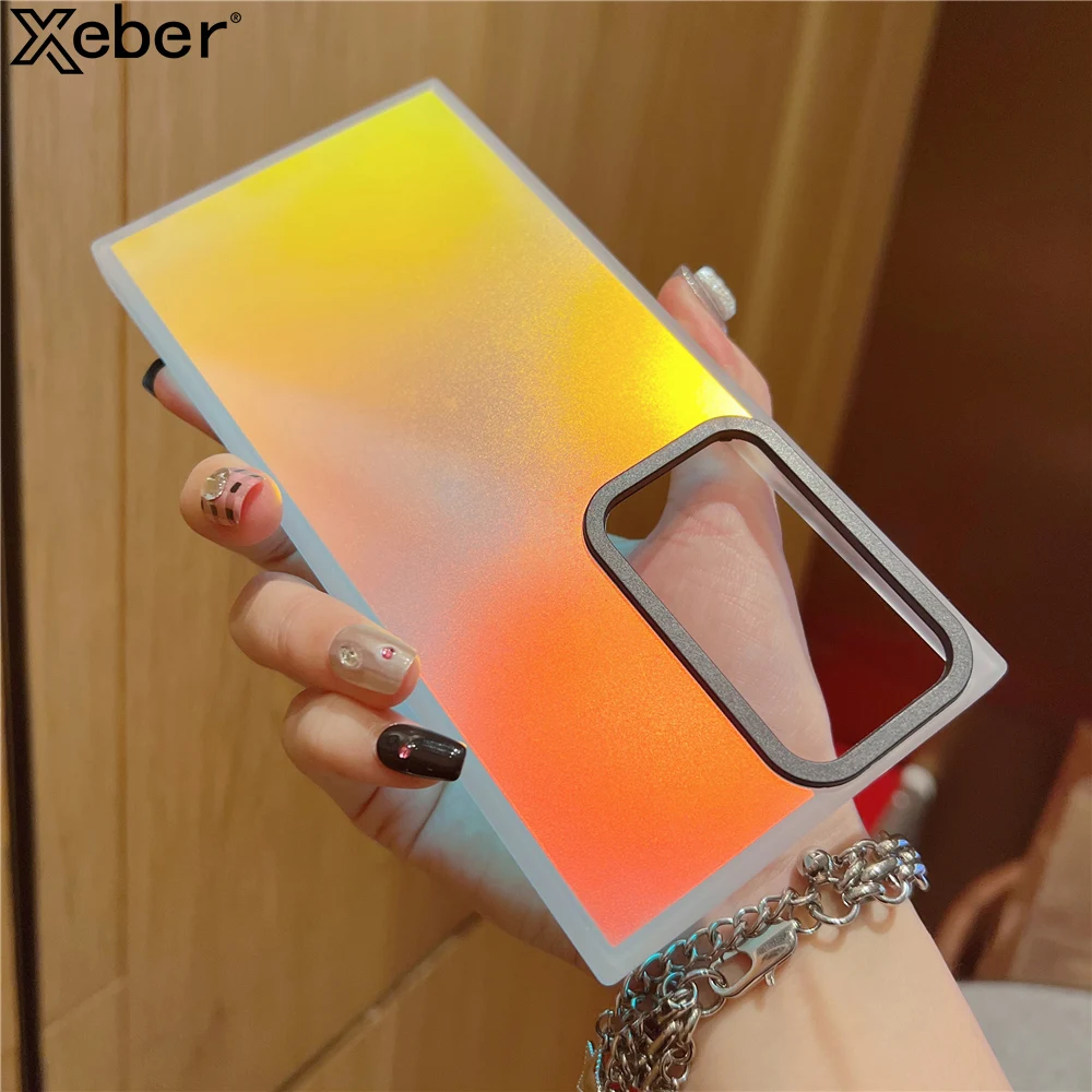 Luxury Matte Gradient Laser Case For Samsung S24 S23 Ultra S22 Plus S21 S20 FE Note 20 A54 A73 A53 A24 A14 A33 A13 A52 A72 Cover