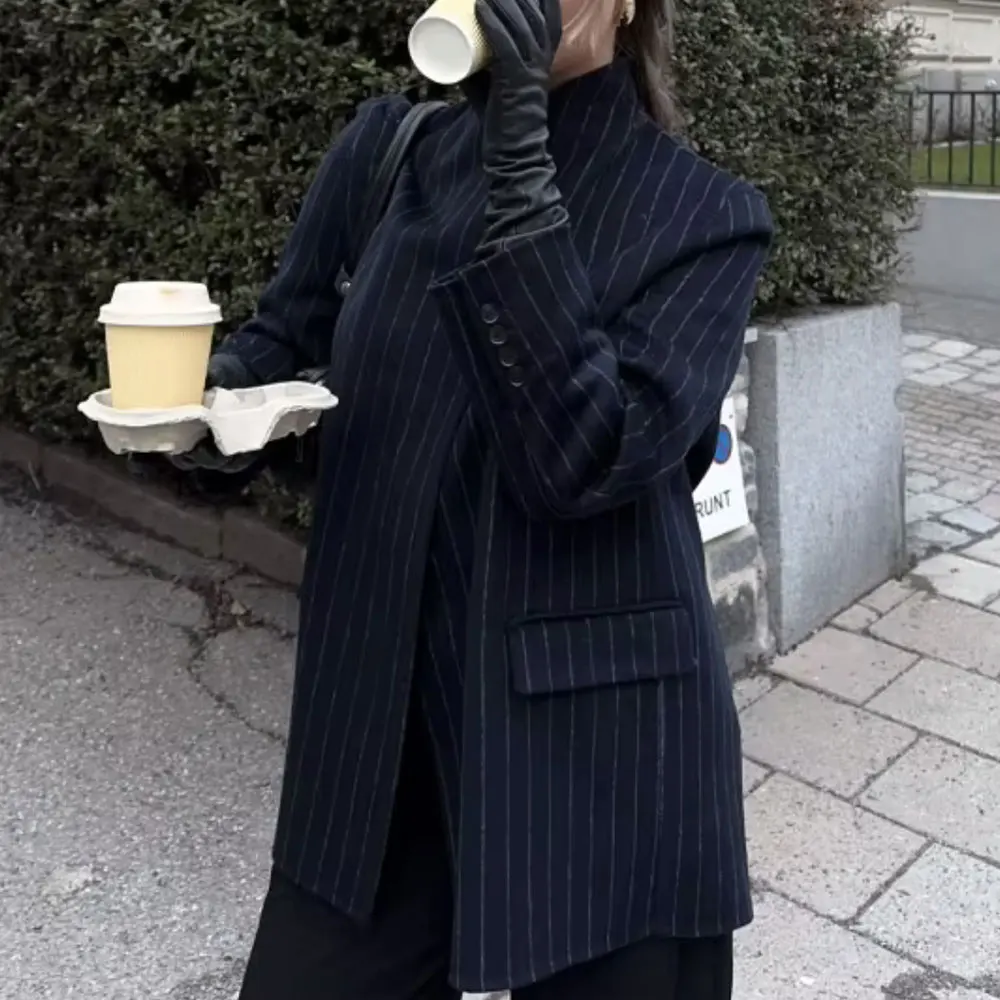 

Трансграничная европейская и американская одежда Популярный модный полосатый пиджак Aliexpress