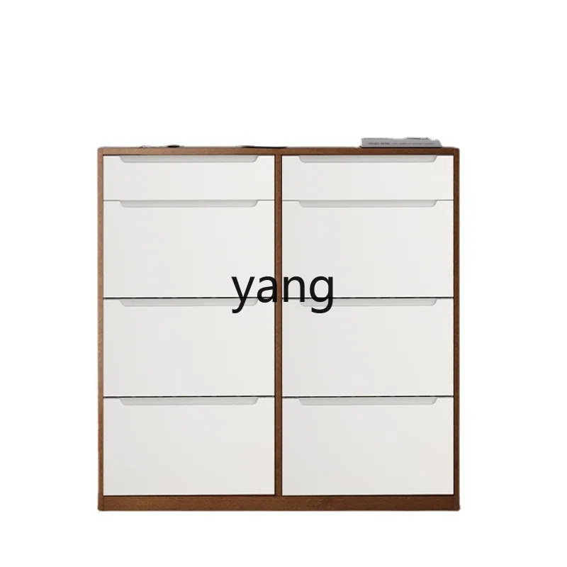 

Yhl Solid Wood Ultra-Thin Tilting Shoe Cabinet 17 Deep Household Wind Home Tilting Entrance Cabinet