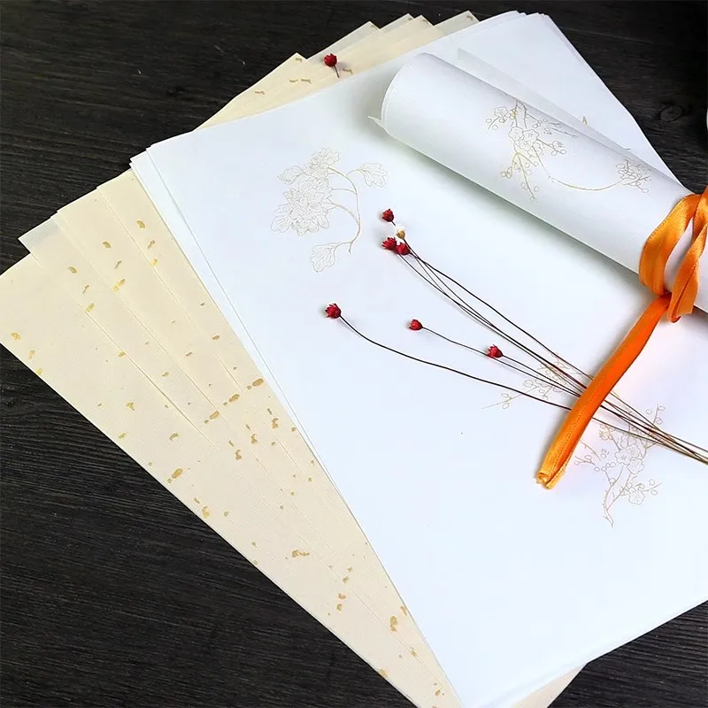 100 Sheets Semi-Raw Xuan Paper for Calligraphy - Traditional Textured Surface Perfect for Small Regular Script