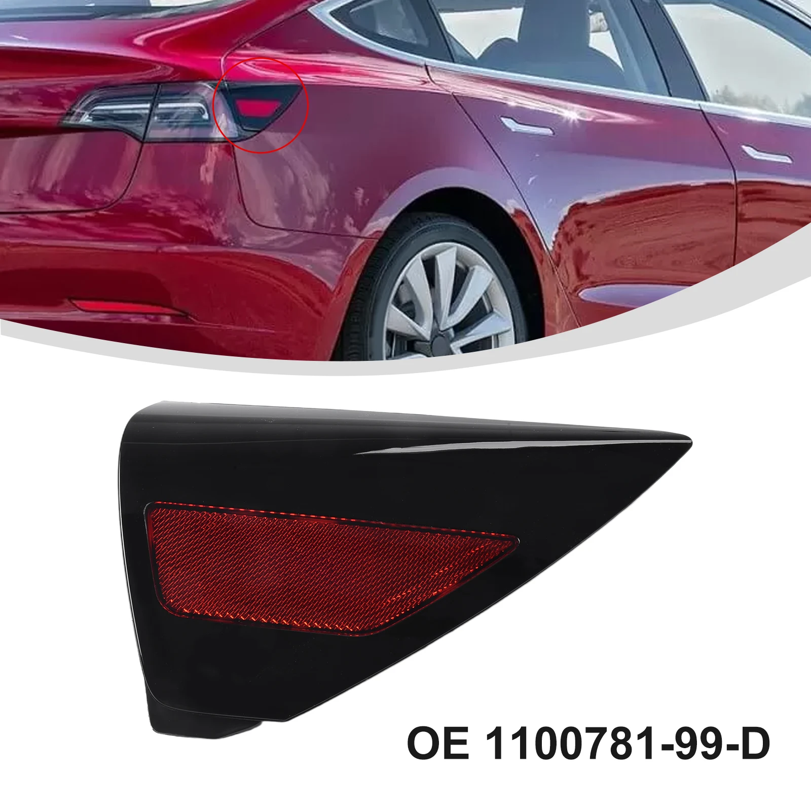 1PCS Fit For Tesla Model 3/Y 2017-2020 Automotive Rear Right Bumper Reflector Light Replace 1100781-99-D Exterior Aceesories