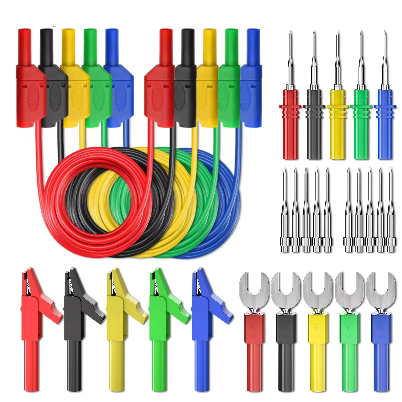 Banana Plug Test Line Multi Functional Combination Kit/Crocodile Clip/6mm Insert/Special Tip Probe Cleqee P1050B