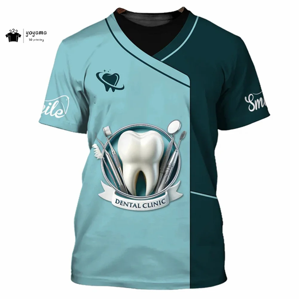 Mode männer T-Shirt 3D Druck Kurzarm T-Shirt Zahnarzt Arbeit Kleidung Sommer Casual Übergroßen T-Shirt männer Zahnarzt Kleidung – Detail 10