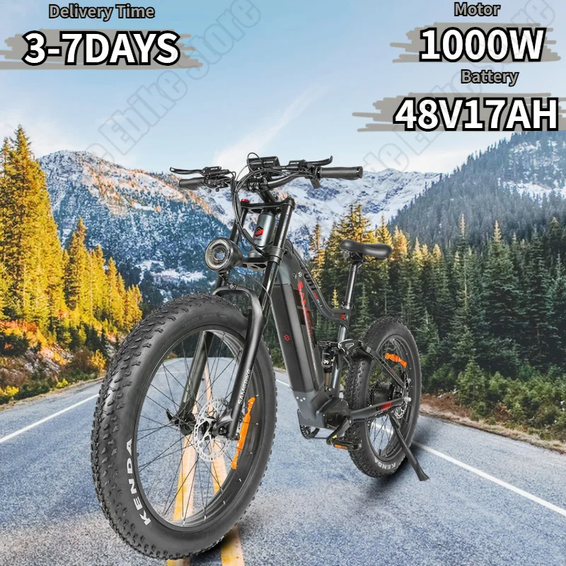 RS-A08 E-bike 1000W Motor 48V17AH Lithium Battery Aldult Hydraulic brake Electric Bike 26*4.0 in Fat Tire Snow Electric Bicycle