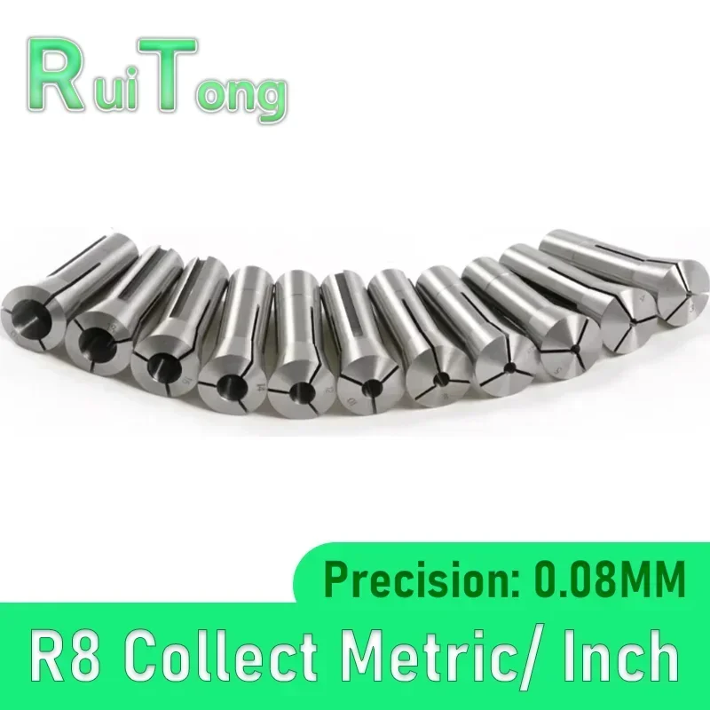 R8 Collet Milling Machine R8 Collet Metric British R8 Collet Clamping Size Milling Tool Holder R8 Collet Chuck Set Spring Collet