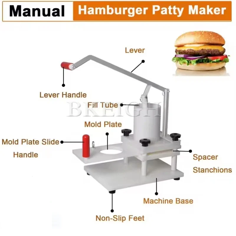 Manual Hamburger Patty Forming Machine Beef Patty Press Small Fish Patty Extruder Kitchen Tool for Home Use