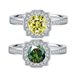 Luomansi S925 Square Silver Ring 1 Carat Yellow Green Blue Pink Moissanite Jewelry Pass Diamond Test Party Commemorative Gift