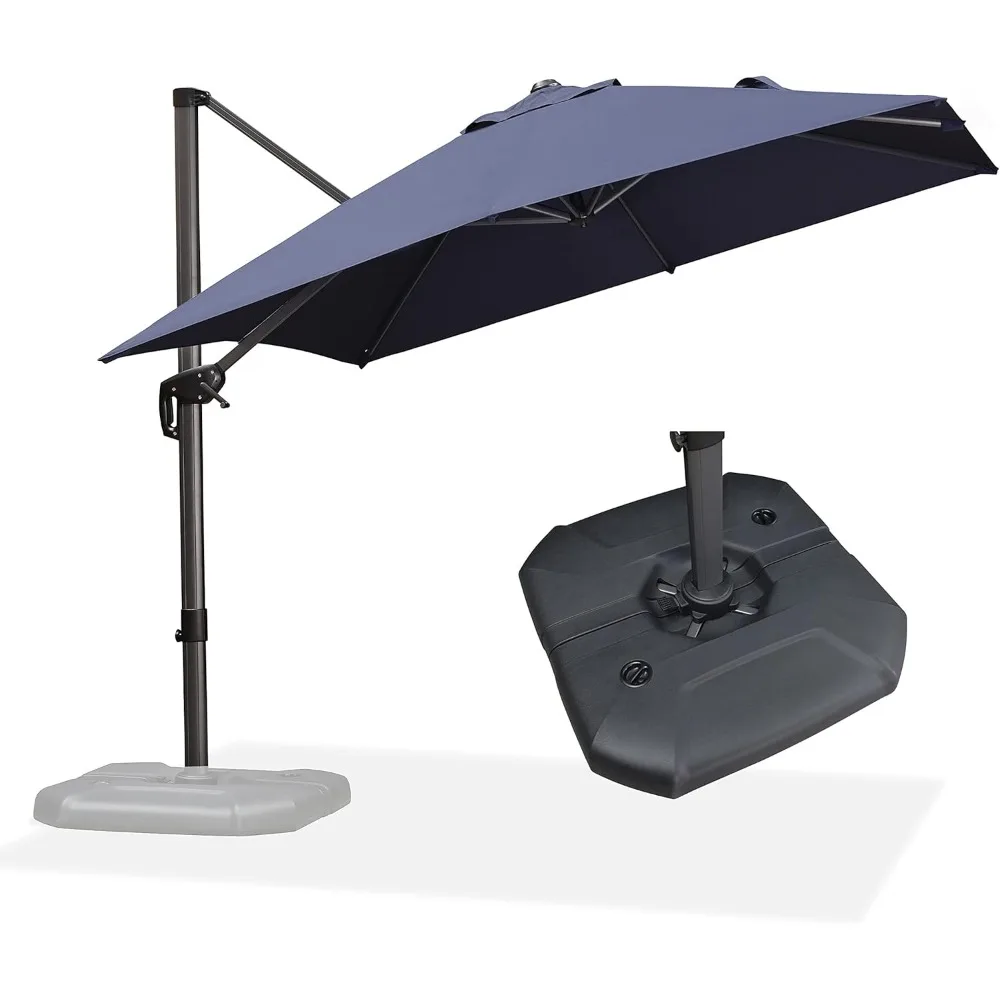 

Cantilever Offset Umbrella with Base 9 Feet Patio Outdoor Umbrella with 360-degree Rotation for Garden Deck Pool Patio, Navy Bl