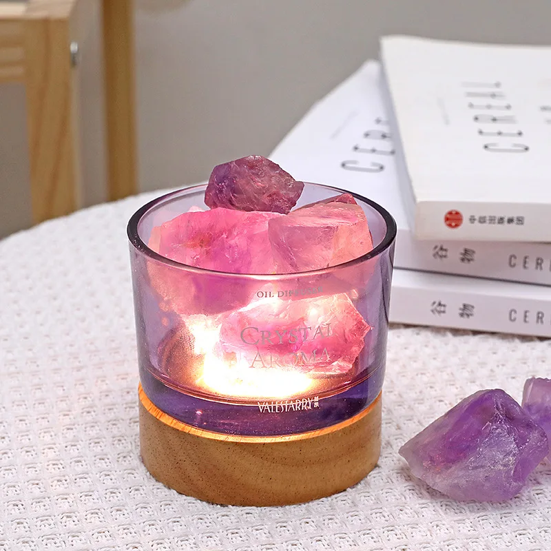 Multi-Color Crystal Stone Fragrant Stone with Lamp Holder Plug-in Aromatherapy Oil Bedroom Fire-Free Aromatherapy Cup Home Fraud