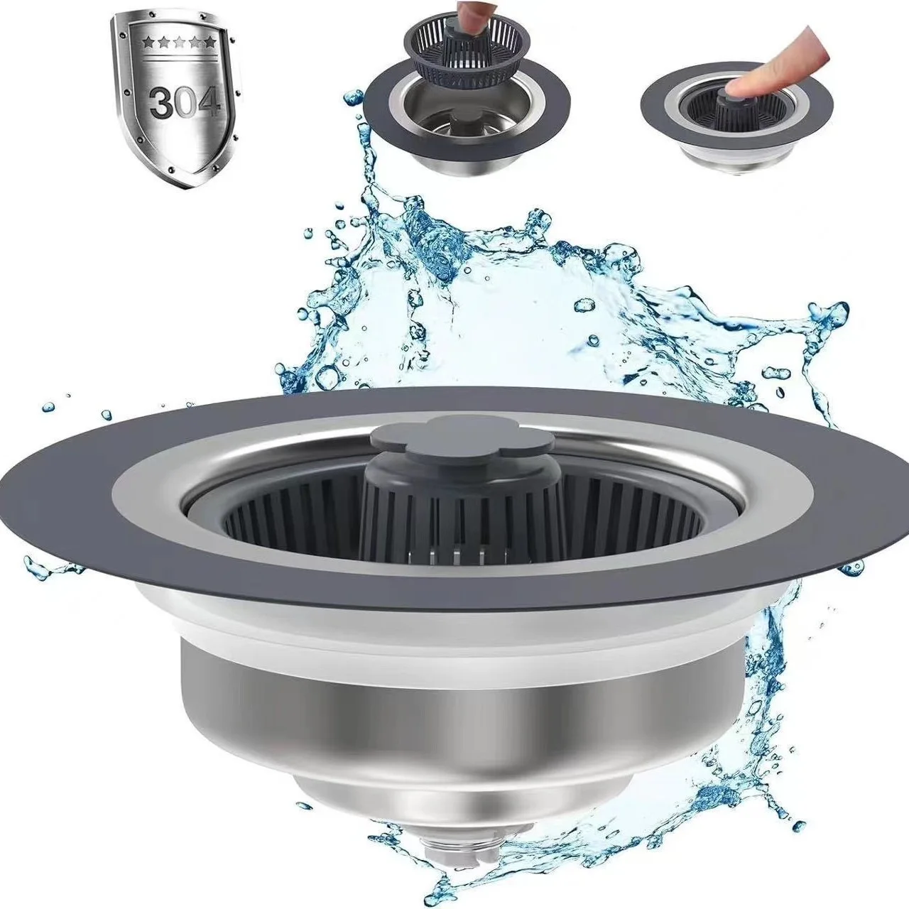 Stainless Steel Kitchen Sink Filter Screen Bounce Core Drain Universal Drain Plug Shower Drain