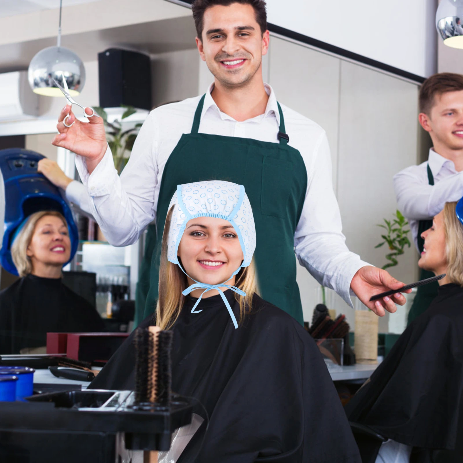 

Coloring Highlighting Cap Pe Material Salon Supply Women Hair Dyeing Tool Crochet Hook Hair Coloring Device For Home Salon