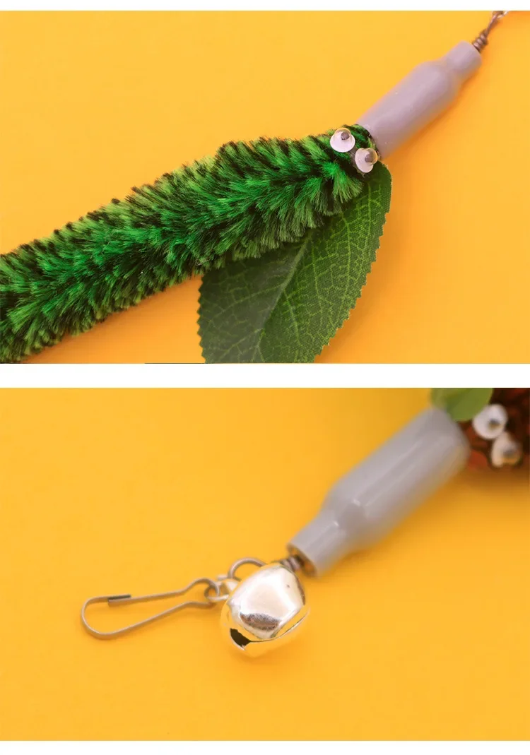 Caterpillar Cat Toy Set Cat Feather Teaser Wand Toy for Kitten Cat Dog Plush Worms Interactive Training Playing Stick Pet Toy