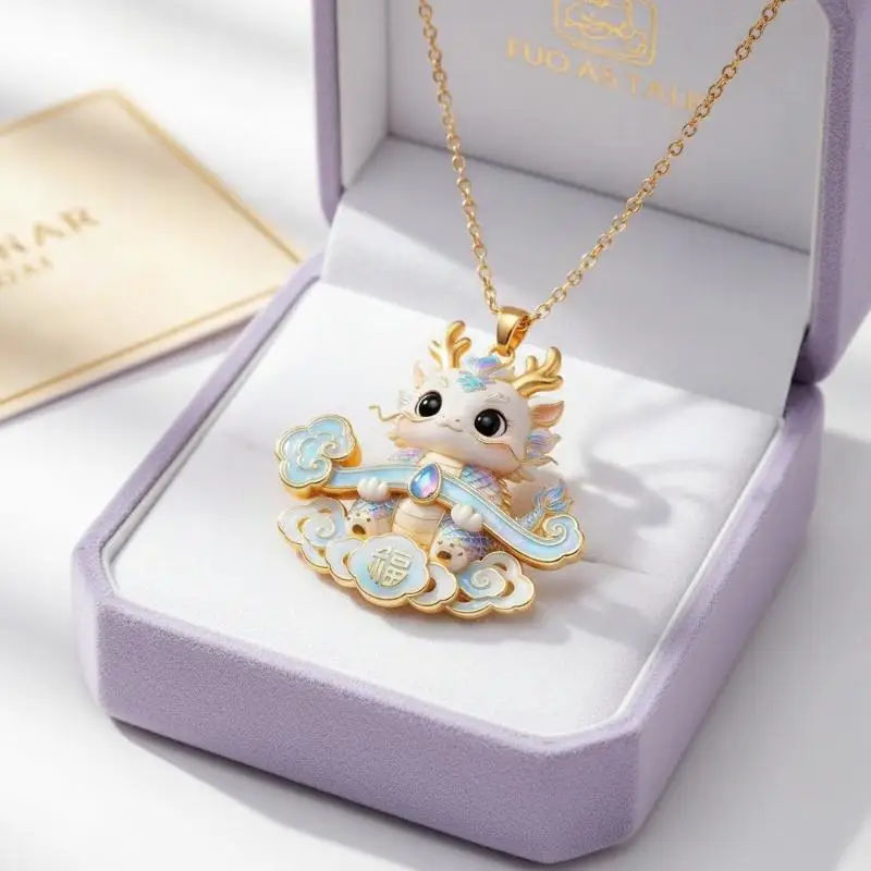Chinese Mythology Nine-tailed Fox Enamel Pendant Necklace For Women Friends Trendy Exquisite Daily Wear Jewelry Gifts
