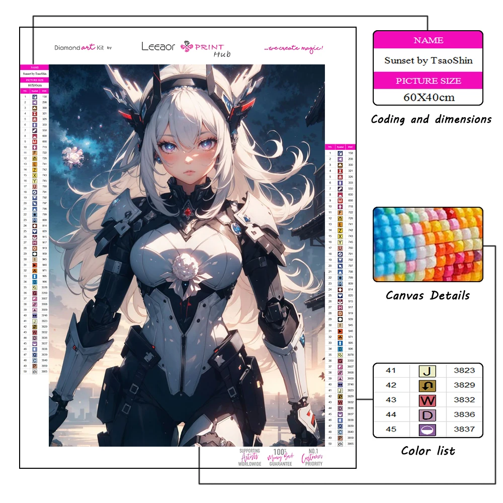 5D Diy Anime Art Diamond Painting Girl In Cubernetic Armor Full Rhinestone Mosaic Embroidery Cross Stitch Kit Home Decor Gifts